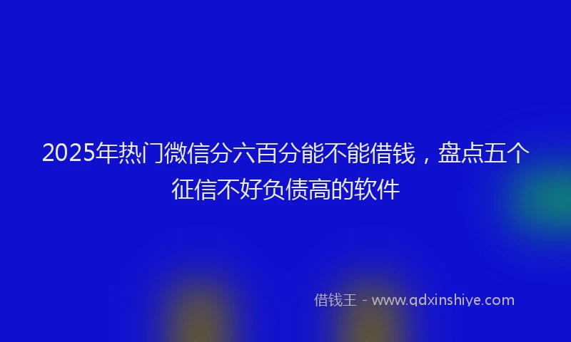 2025年热门微信分六百分能不能借钱，盘点五个征信不好负债高的软件