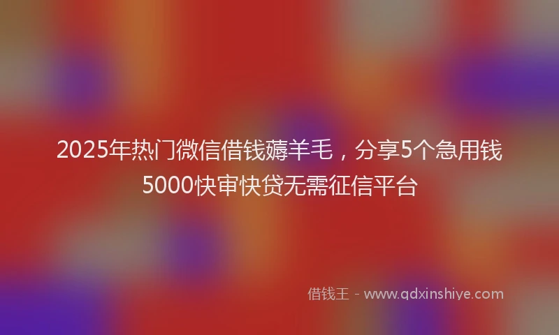 2025年热门微信借钱薅羊毛，分享5个急用钱5000快审快贷无需征信平台