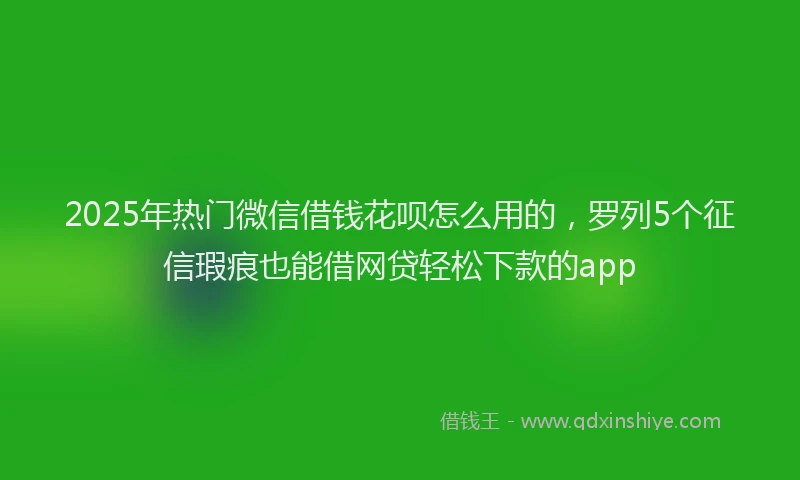2025年热门微信借钱花呗怎么用的，罗列5个征信瑕疵也能借网贷轻松下款的app