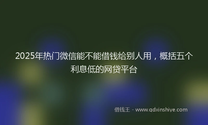 2025年热门微信能不能借钱给别人用，概括五个利息低的网贷平台
