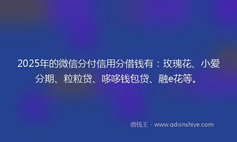 2025年的微信分付信用分借钱有：玫瑰花、小爱分期、粒粒贷、哆哆钱包贷、融e花等。