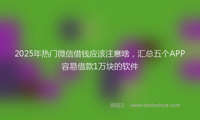 2025年热门微信借钱应该注意啥，汇总五个APP容易借款1万块的软件