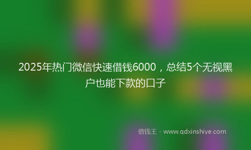2025年热门微信快速借钱6000，总结5个无视黑户也能下款的口子