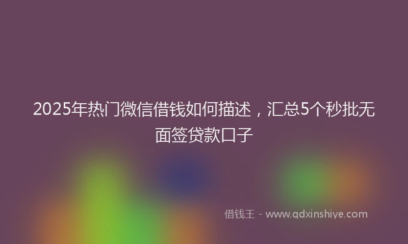 2025年热门微信借钱如何描述，汇总5个秒批无面签贷款口子