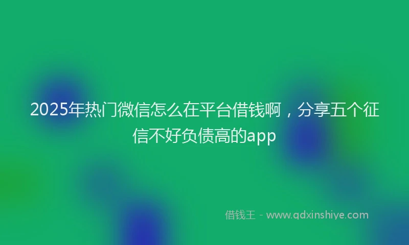 2025年热门微信怎么在平台借钱啊，分享五个征信不好负债高的app
