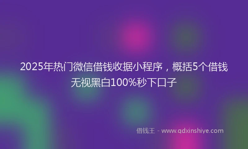 2025年热门微信借钱收据小程序，概括5个借钱无视黑白100%秒下口子