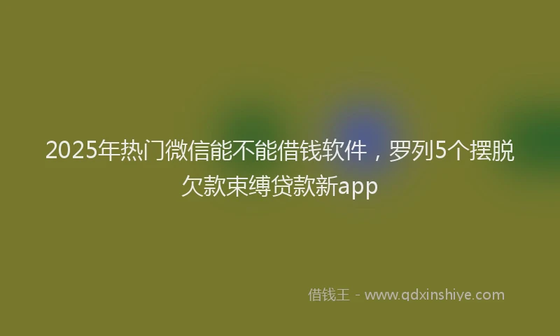 2025年热门微信能不能借钱软件，罗列5个摆脱欠款束缚贷款新app