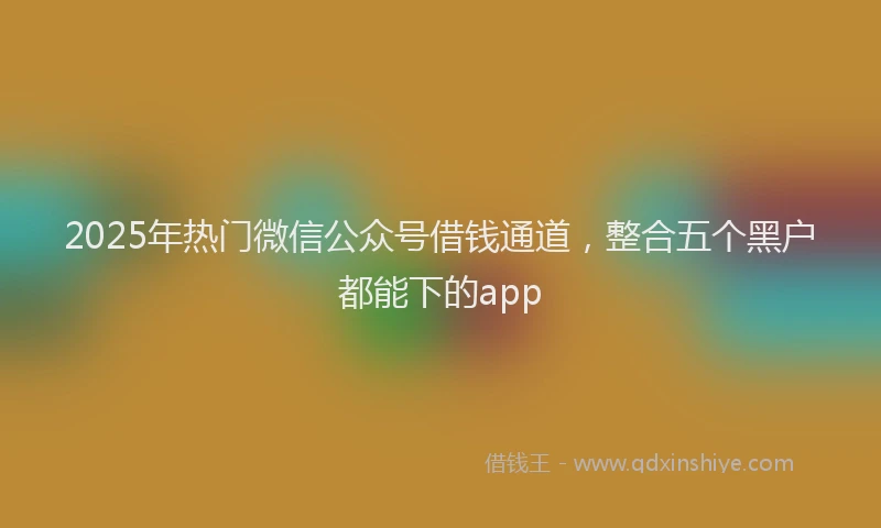 2025年热门微信公众号借钱通道，整合五个黑户都能下的app