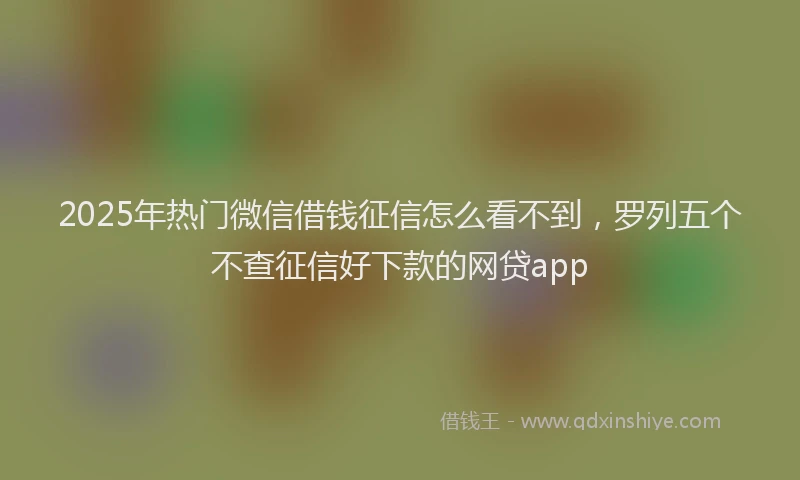 2025年热门微信借钱征信怎么看不到，罗列五个不查征信好下款的网贷app