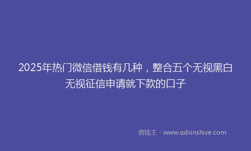 2025年热门微信借钱有几种，整合五个无视黑白无视征信申请就下款的口子