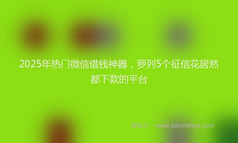 2025年热门微信借钱神器，罗列5个征信花居然都下款的平台