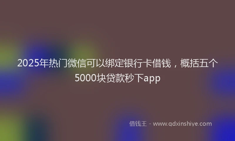 2025年热门微信可以绑定银行卡借钱，概括五个5000块贷款秒下app