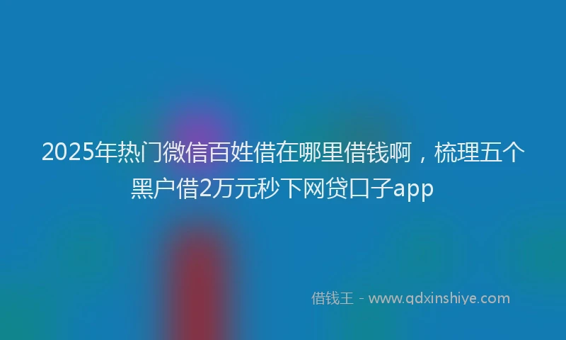 2025年热门微信百姓借在哪里借钱啊，梳理五个黑户借2万元秒下网贷口子app