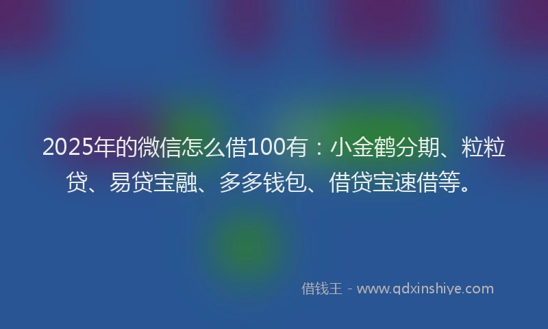2025年的微信怎么借100有：小金鹤分期、粒粒贷、易贷宝融、多多钱包、借贷宝速借等。