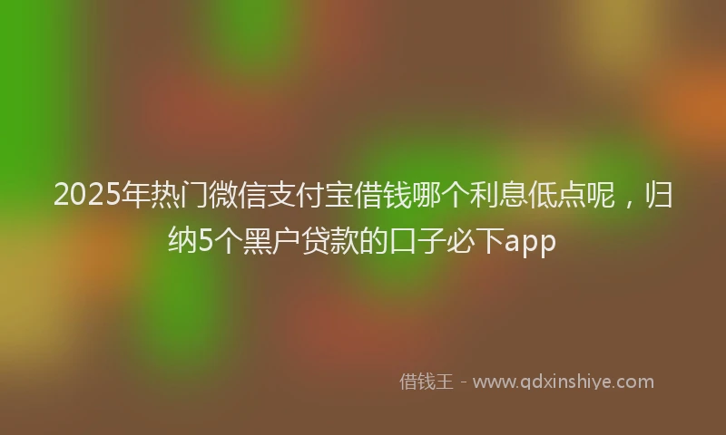2025年热门微信支付宝借钱哪个利息低点呢，归纳5个黑户贷款的口子必下app