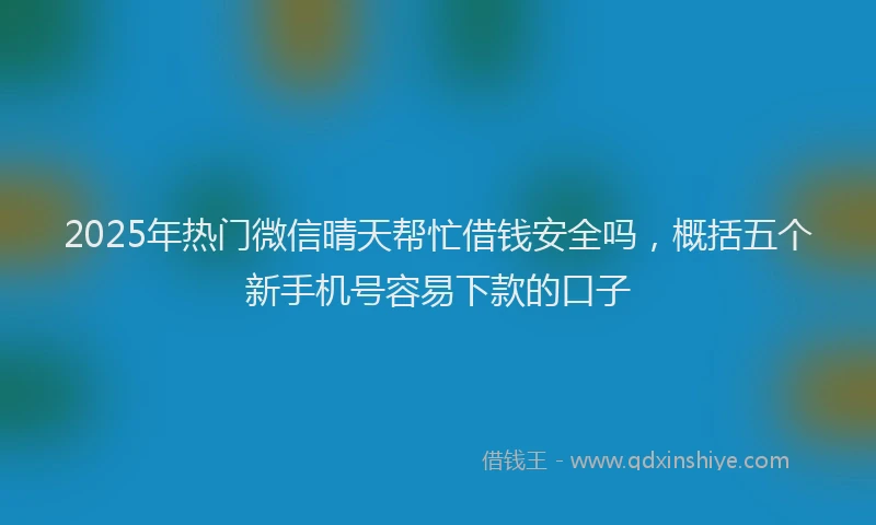 2025年热门微信晴天帮忙借钱安全吗，概括五个新手机号容易下款的口子