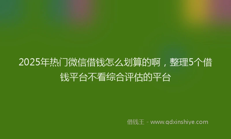 2025年热门微信借钱怎么划算的啊，整理5个借钱平台不看综合评估的平台