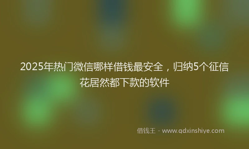 2025年热门微信哪样借钱最安全，归纳5个征信花居然都下款的软件