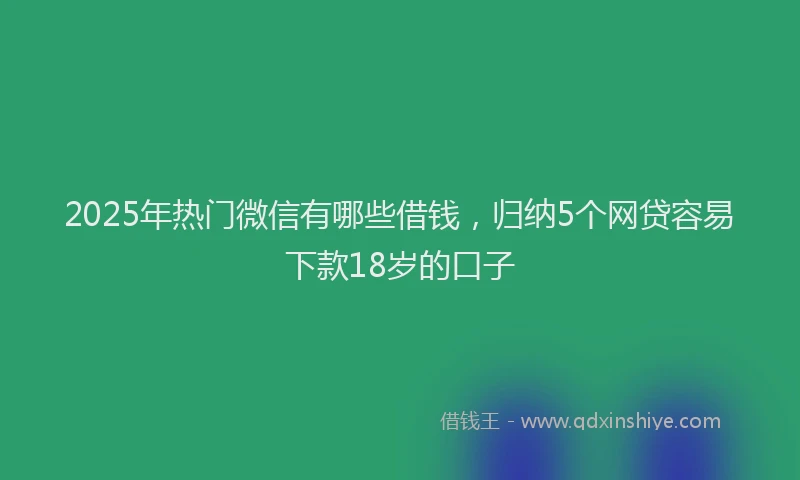 2025年热门微信有哪些借钱，归纳5个网贷容易下款18岁的口子