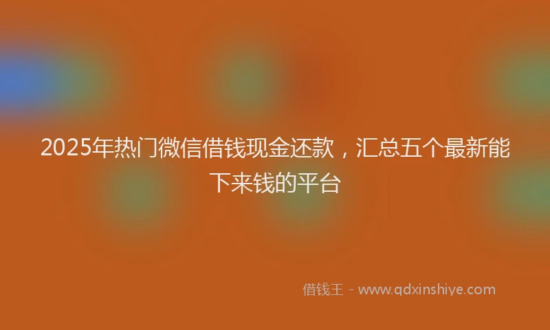 2025年热门微信借钱现金还款，汇总五个最新能下来钱的平台