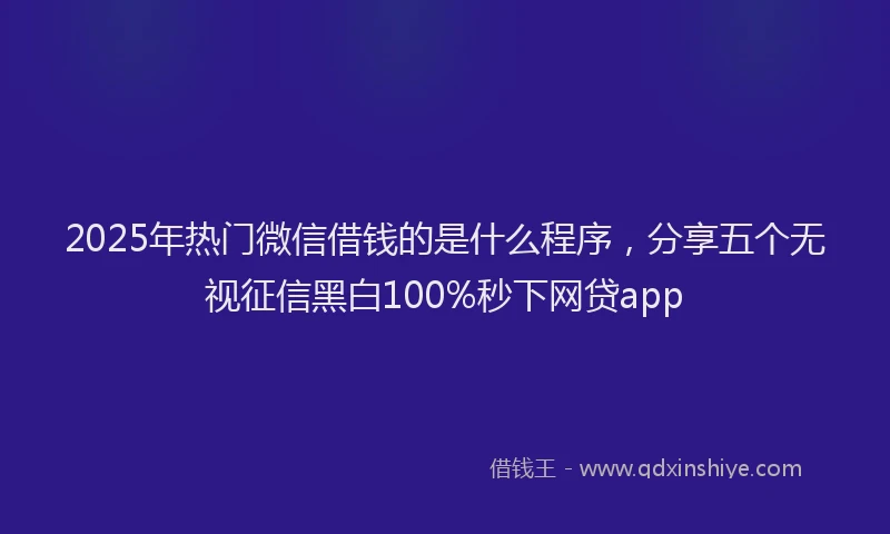 2025年热门微信借钱的是什么程序，分享五个无视征信黑白100%秒下网贷app