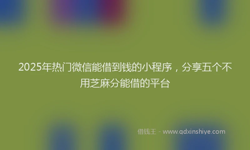 2025年热门微信能借到钱的小程序，分享五个不用芝麻分能借的平台
