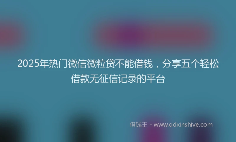 2025年热门微信微粒贷不能借钱，分享五个轻松借款无征信记录的平台