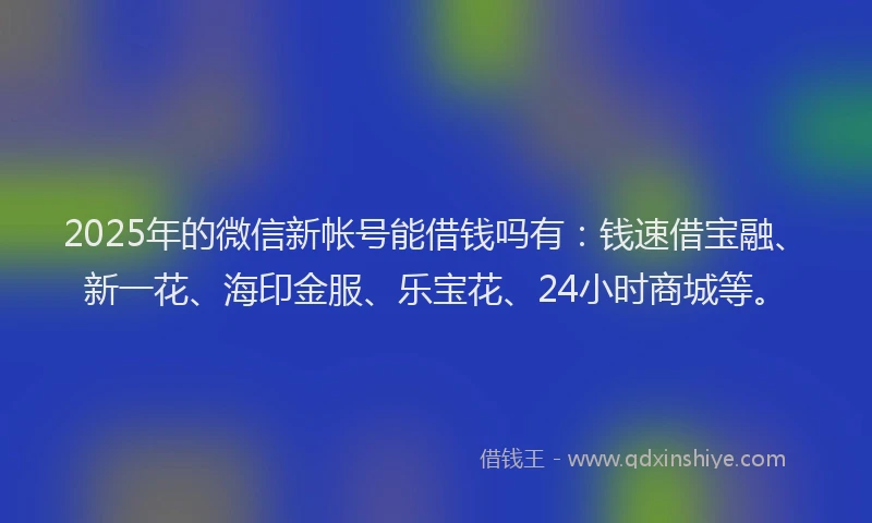 2025年的微信新帐号能借钱吗有：钱速借宝融、新一花、海印金服、乐宝花、24小时商城等。