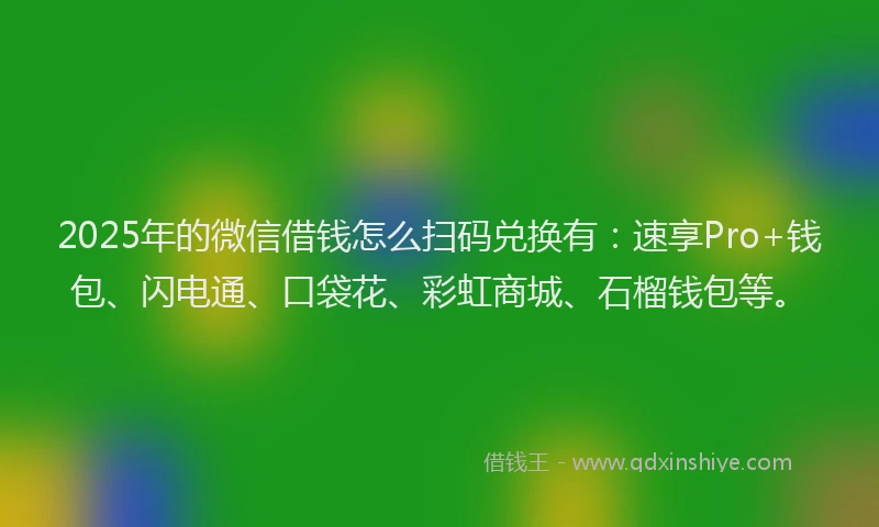 2025年的微信借钱怎么扫码兑换有：速享Pro+钱包、闪电通、口袋花、彩虹商城、石榴钱包等。