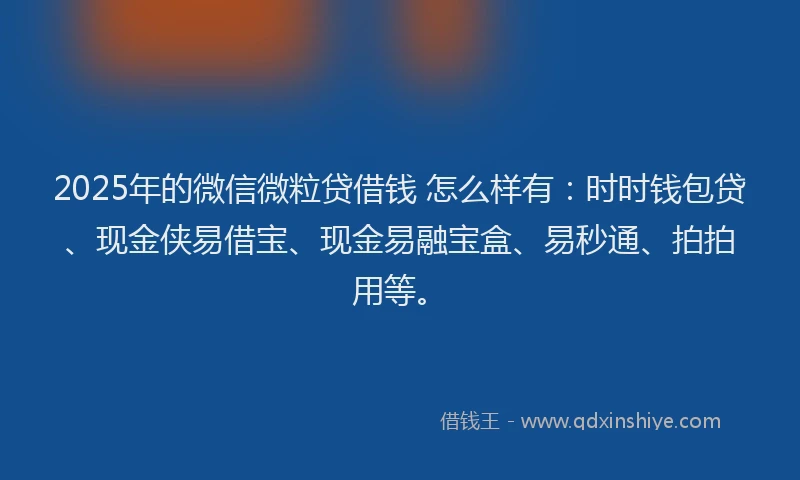 2025年的微信微粒贷借钱 怎么样有：时时钱包贷、现金侠易借宝、现金易融宝盒、易秒通、拍拍用等。