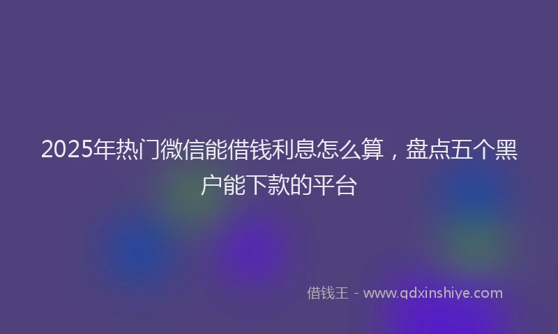 2025年热门微信能借钱利息怎么算，盘点五个黑户能下款的平台