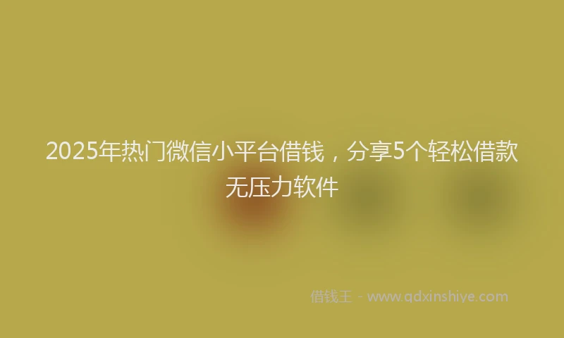2025年热门微信小平台借钱，分享5个轻松借款无压力软件