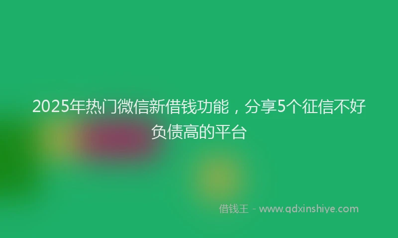 2025年热门微信新借钱功能，分享5个征信不好负债高的平台