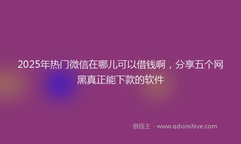 2025年热门微信在哪儿可以借钱啊，分享五个网黑真正能下款的软件