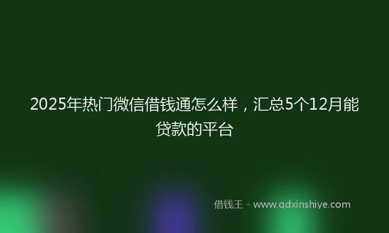 2025年热门微信借钱通怎么样，汇总5个12月能贷款的平台