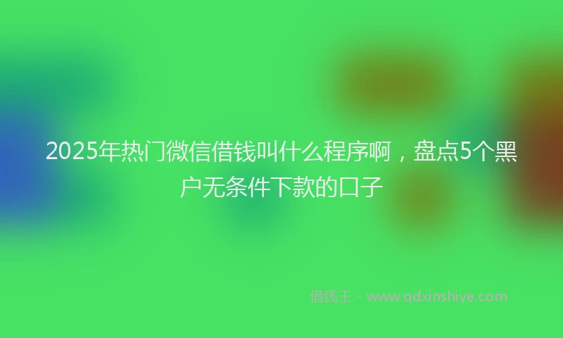 2025年热门微信借钱叫什么程序啊，盘点5个黑户无条件下款的口子