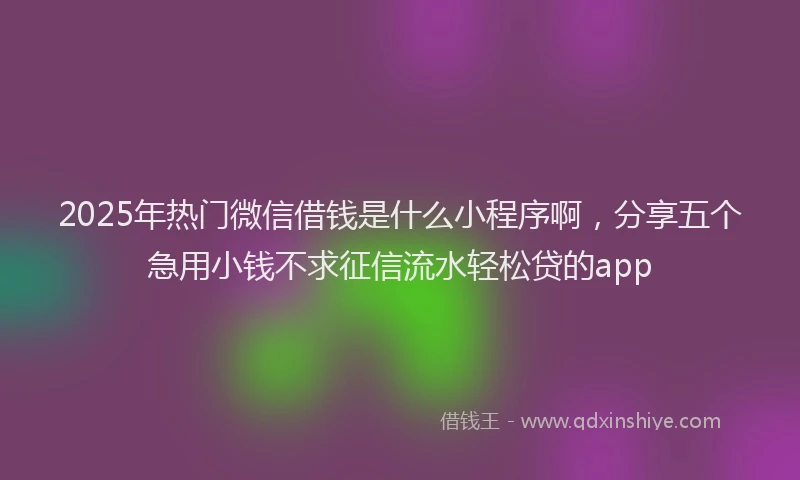 2025年热门微信借钱是什么小程序啊，分享五个急用小钱不求征信流水轻松贷的app
