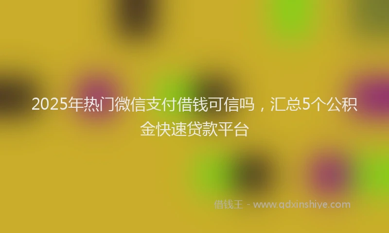 2025年热门微信支付借钱可信吗，汇总5个公积金快速贷款平台