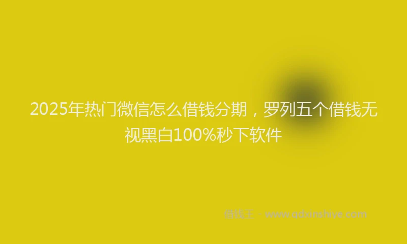 2025年热门微信怎么借钱分期，罗列五个借钱无视黑白100%秒下软件
