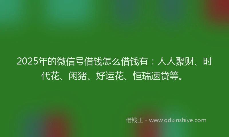 2025年的微信号借钱怎么借钱有：人人聚财、时代花、闲猪、好运花、恒瑞速贷等。
