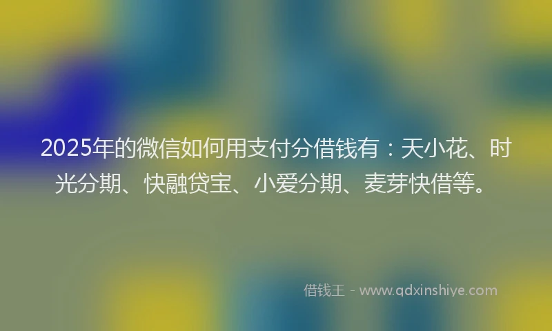 2025年的微信如何用支付分借钱有：天小花、时光分期、快融贷宝、小爱分期、麦芽快借等。