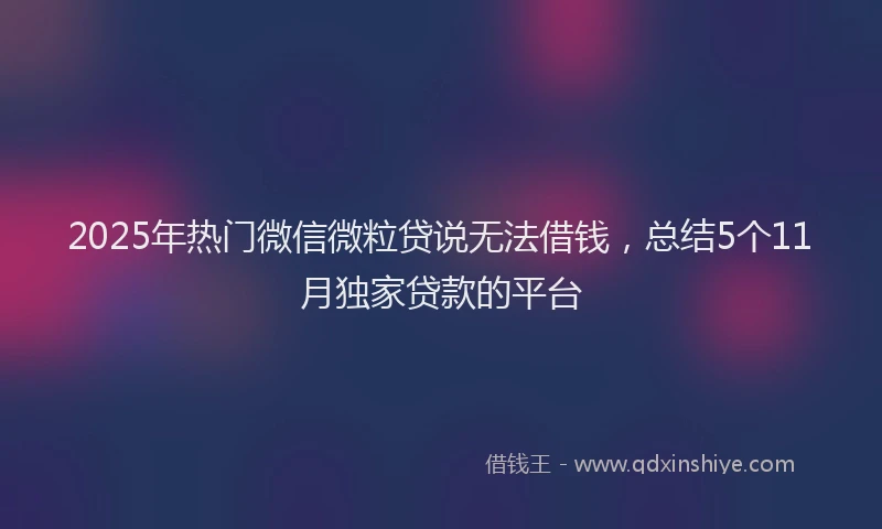 2025年热门微信微粒贷说无法借钱，总结5个11月独家贷款的平台