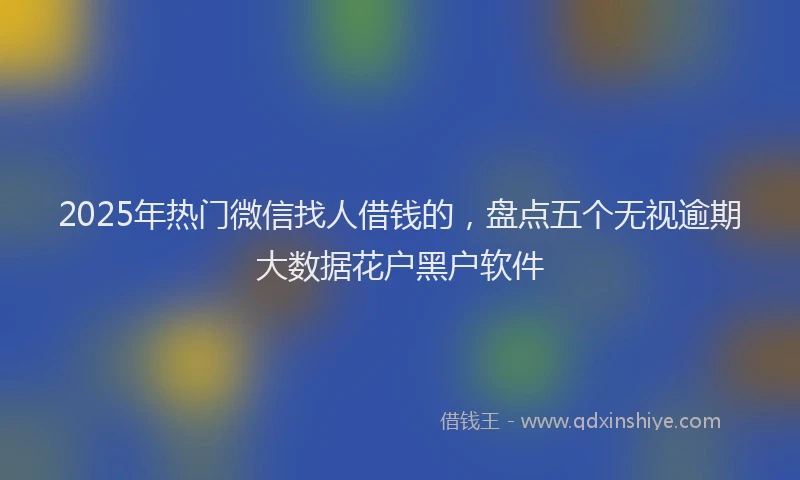 2025年热门微信找人借钱的，盘点五个无视逾期大数据花户黑户软件