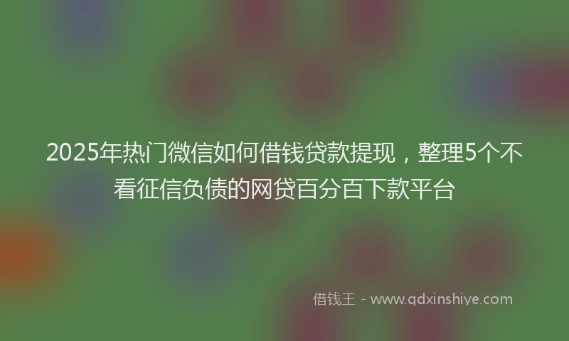2025年热门微信如何借钱贷款提现，整理5个不看征信负债的网贷百分百下款平台