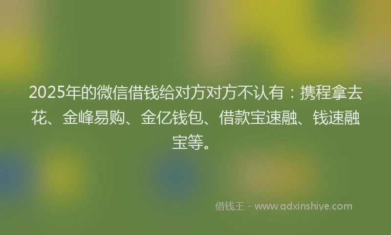 2025年的微信借钱给对方对方不认有：携程拿去花、金峰易购、金亿钱包、借款宝速融、钱速融宝等。