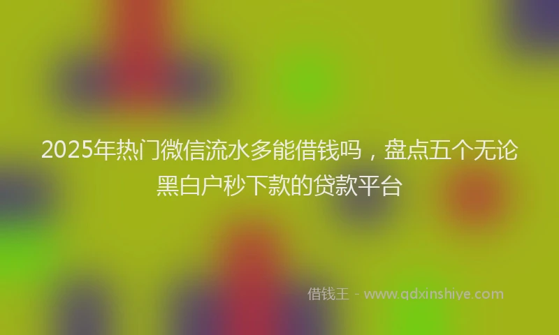 2025年热门微信流水多能借钱吗，盘点五个无论黑白户秒下款的贷款平台