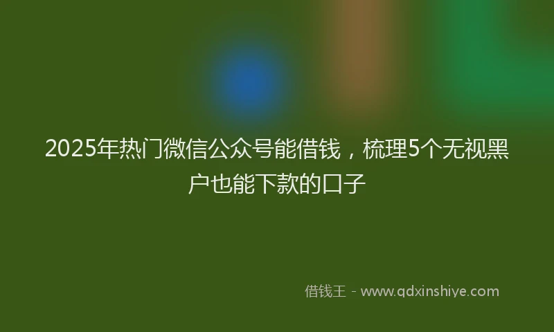 2025年热门微信公众号能借钱，梳理5个无视黑户也能下款的口子