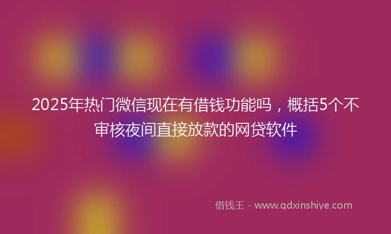 2025年热门微信现在有借钱功能吗，概括5个不审核夜间直接放款的网贷软件