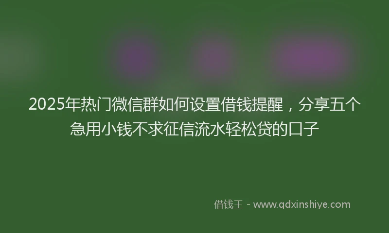 2025年热门微信群如何设置借钱提醒，分享五个急用小钱不求征信流水轻松贷的口子