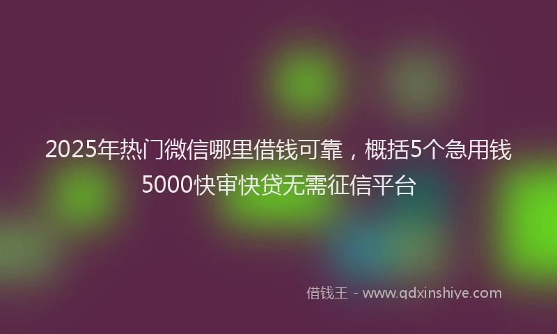 2025年热门微信哪里借钱可靠，概括5个急用钱5000快审快贷无需征信平台